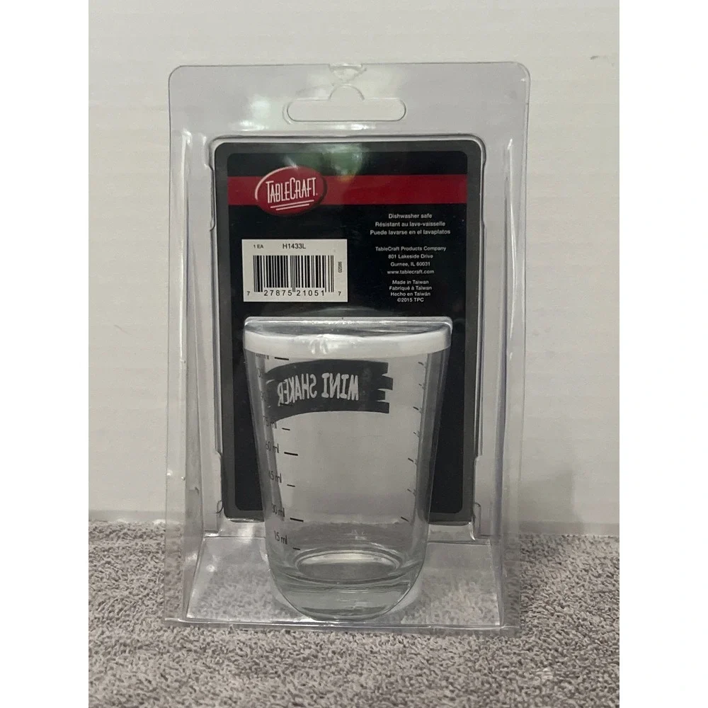 TableCraft 4 oz Mini Shaker with Lid Glass Shot‎ Shaker H1433L Clear